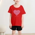 thumbnail image 5 of T-shirts à Imprimé Cœur pour Fille, Col Ras du Cou, Manches Courtes, Décontractés, Basiques, 5 of 5