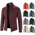 thumbnail image 2 of Cárdigan de otoño e invierno para hombre, suéter grueso y cálido, chaqueta de suéter de polar con cuello vertical para hombre, 2 of 4