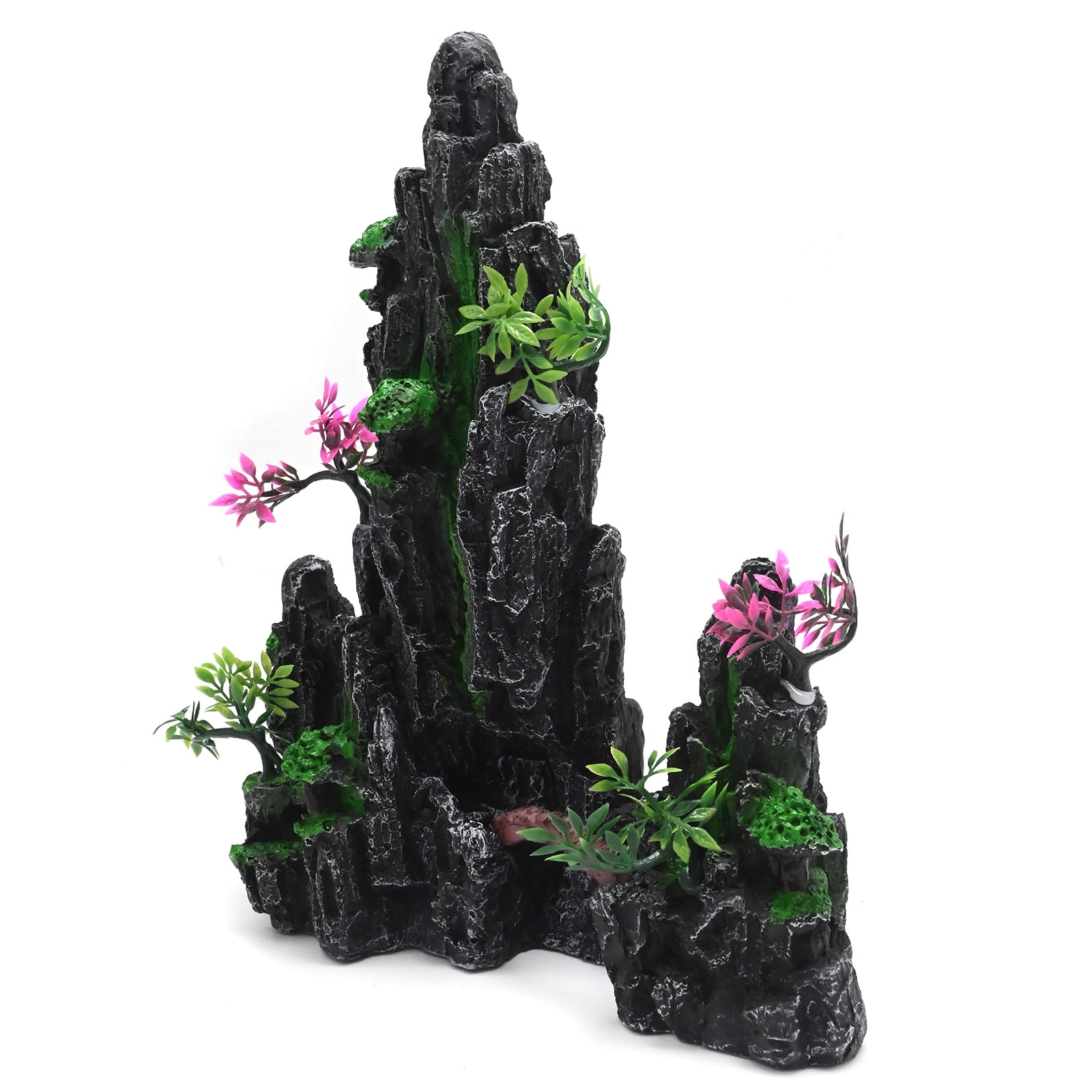 Artificial Mountain Stone Cave Aquarium Decor - Tree Design, 12.2×9.5×4.7in, Ideal Fish Hiding & Resting Spot