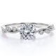 thumbnail image 1 of Anillo de Compromiso JeenMata Banda Curva Bisel Decorativo Milgrain Moissanita Redonda 1,10 Quilates Baño de Oro Blanco 18 K sobre Plata, 1 of 6