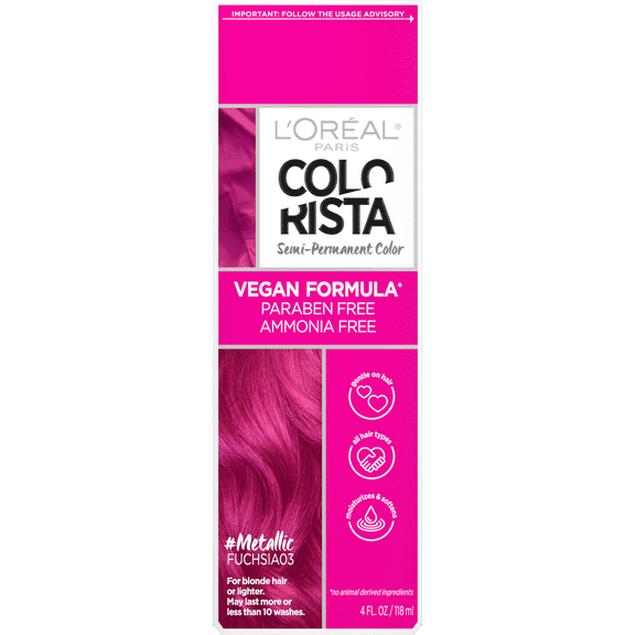 L'Oreal Paris Colorista Semi-Permanent Hair Color, Metallic Pink, 1 Kit, Bold Hair