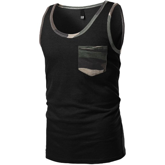 FashionOutfit Men's Contrast Colorblock Round Neck Tank Tops
