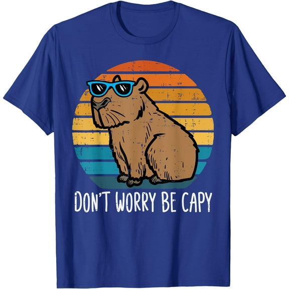 Dont Worry Be Capy Capybara Retro Unisex T-Shirt for Men Women Kids Toddler