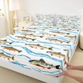 thumbnail image 4 of Castle Fairy Flat Cartoon Trout Wave Queen Sheets 4 Pieces,Stream Fish Outdoors Seamless Print Queen Sheet Sets,Brown Sky,1 Fitted Sheet,1 Flat Sheet and 2 Pillowcases, 4 of 6