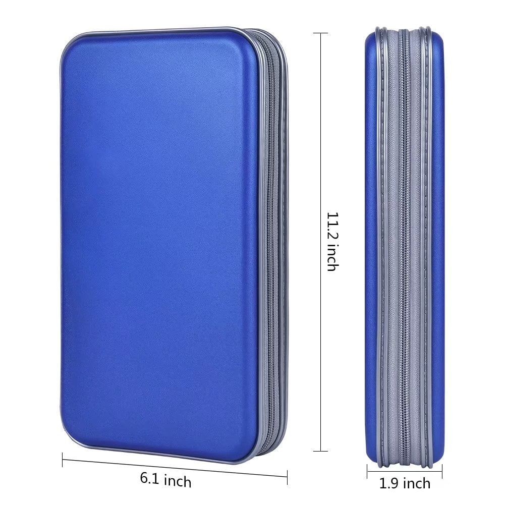 (2 pack) 72 Capacity CD Case, Blue Hard Plastic CD/DVD Disc Storage Holder Portable Wallet