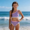 thumbnail image 2 of YEPGAR Girls Bikini Set 2 Piece Swimming Dress High Waisted Padded Bathing Suit Comfortable Girls' Swimwear for 7-16 Years (Purple, 9-10 Years), 2 of 4