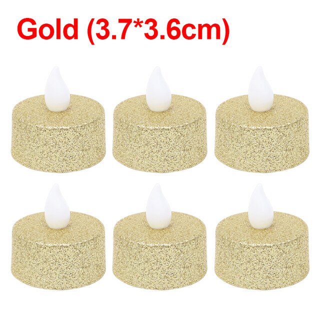 Velas eléctricas LED con purpurina, luz de té operada por batería, vela sin llama, decoración de fiesta de boda de Navidad, lámpara de mesa romántica