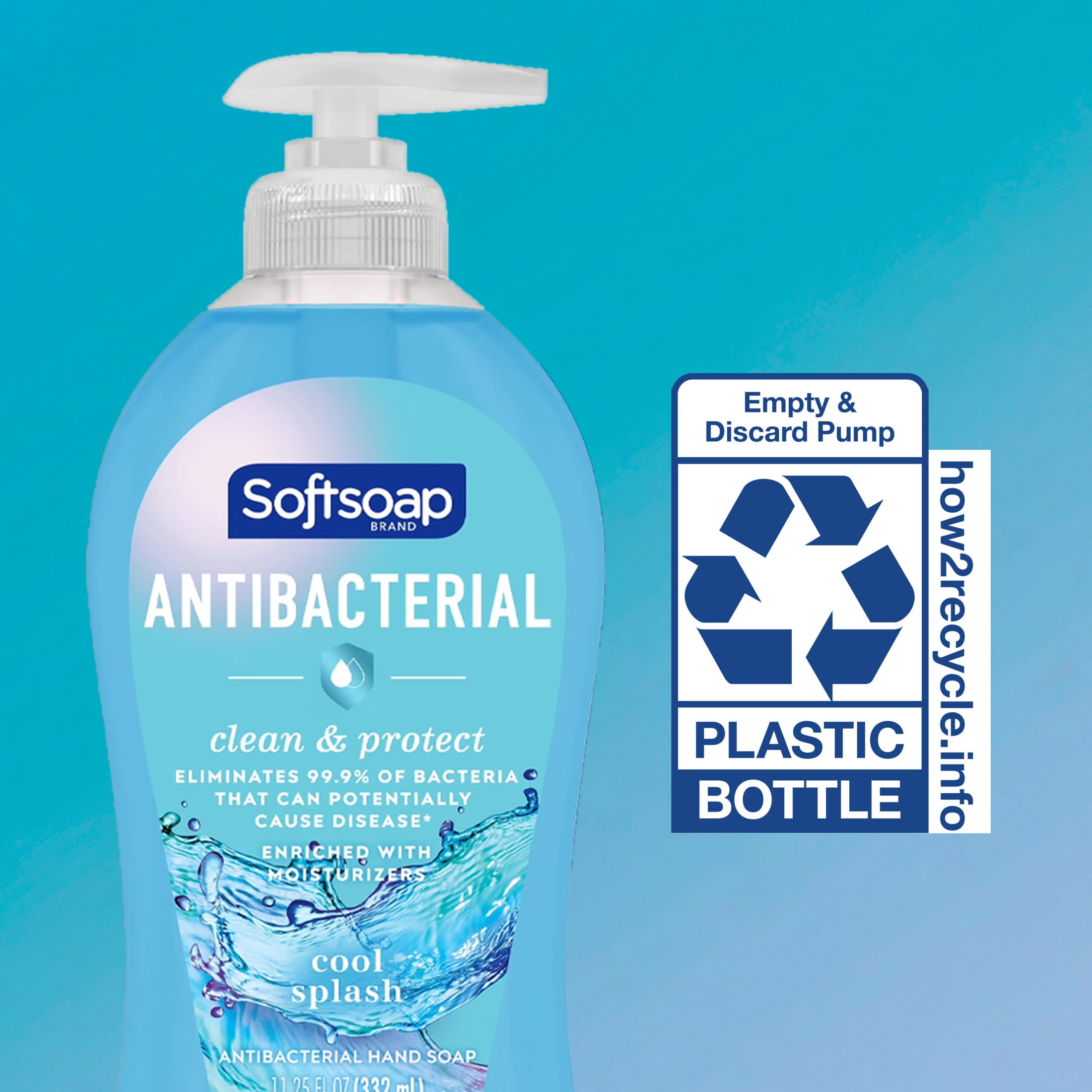 (3 pack) Softsoap Antibacterial Hand Soap, Eliminates 99% of Bacteria, Cool Splash Scent, 11.25 fl oz