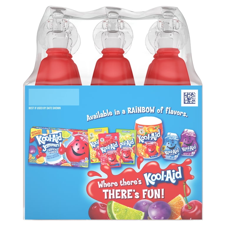 8 pack) Kool-Aid Bursts Soft Drink, 6 Bottles, for School Lunches