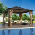 thumbnail image 2 of Erommy  Outdoor Galvanized Steel Roof Gazebo Pergola w/ Aluminum Frame & Vertical Rain Cutter 12'x12' - Metallic Roof, 2 of 5