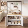 thumbnail image 5 of 42" Kitchen Island with Storage, Heavy-Duty Multi-Functional Kitchen Cart with 30mm Thick Countertop 1.2" Countertop Heavy-Duty Multi-Functional Kitchen Cart with 2-Tier Shelves, 5 Hooks, Metal Coffee, 5 of 5