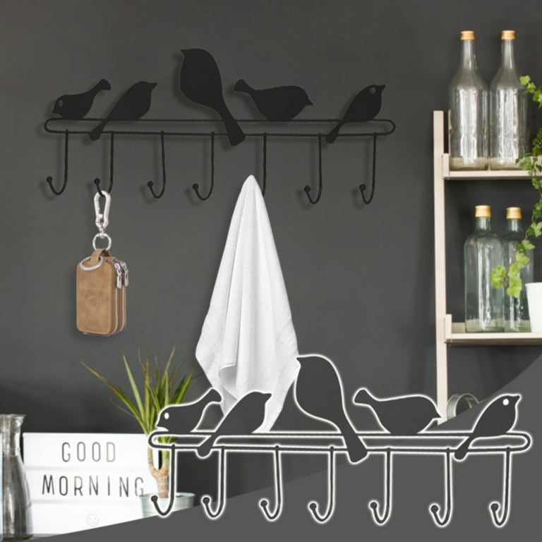 HIBRO Adhesive Wall Hangers Peel And Stick Bird Shaped Coat Hooks For Hanging  Coats Coat Rack Wall Mounted Metal Hook Rack Key Coat Towel Holder With 5  Hooks 