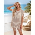 thumbnail image 3 of Drvitor Beach Cover Up for Women Casual Loose Batwing Sleeve Swimsuit Cover Up Diamond Hollow Bathing Suit Cover Up with Tassel Hem, 3 of 8