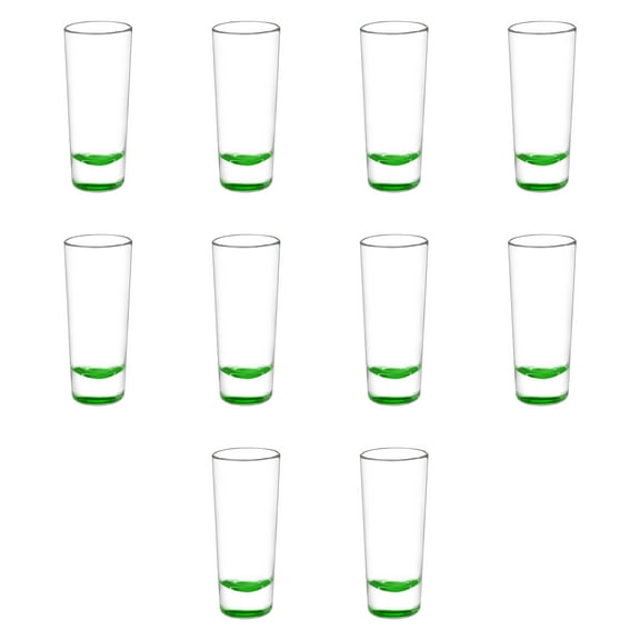 Cordial Shooter Shot Glasses 2 oz. Set of 10, Bulk Pack - Great for Birthdays, Parties, Indoor & Outdoor Events - Green