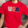 thumbnail image 3 of Smartprints Usa Patchwork Stars Women's T-Shirt Red, Cotton, S, 3 of 4