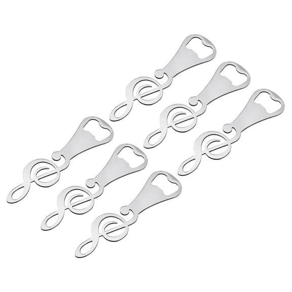 Bottle Opener, 6pack Metal Beer Bottle Opener, Music Note Flat Bottle Openers, Cool Gifts for Bartender (Silver)