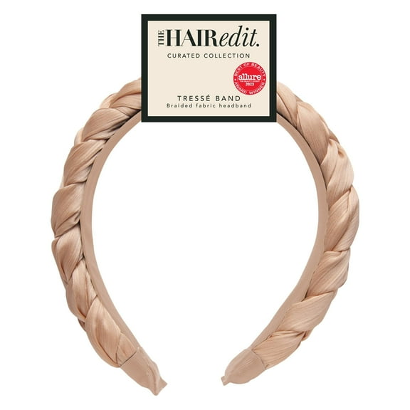 The Hair Edit Tresse' Champagne Satin Band - Oversized Braided Fabric Fashion Headband for Women