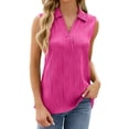 thumbnail image 2 of MESSUEN Womens Sleeveless Tops Loose Fit Tank Tops for Women Mock Neck Raglan Solid Color Lapel Loose Vest Fashion Top Womens Summer Tops Dressy Casual Womens Basic Tank Tops Hot Pink 2XL, 2 of 7