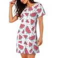thumbnail image 2 of Vsdgher Motif Melon D\'eau Chemise de Nuit à Manches Courtes pour Femmes Col Rond Mignonne Robe de Nuit Confortable à Volants, 2 of 6