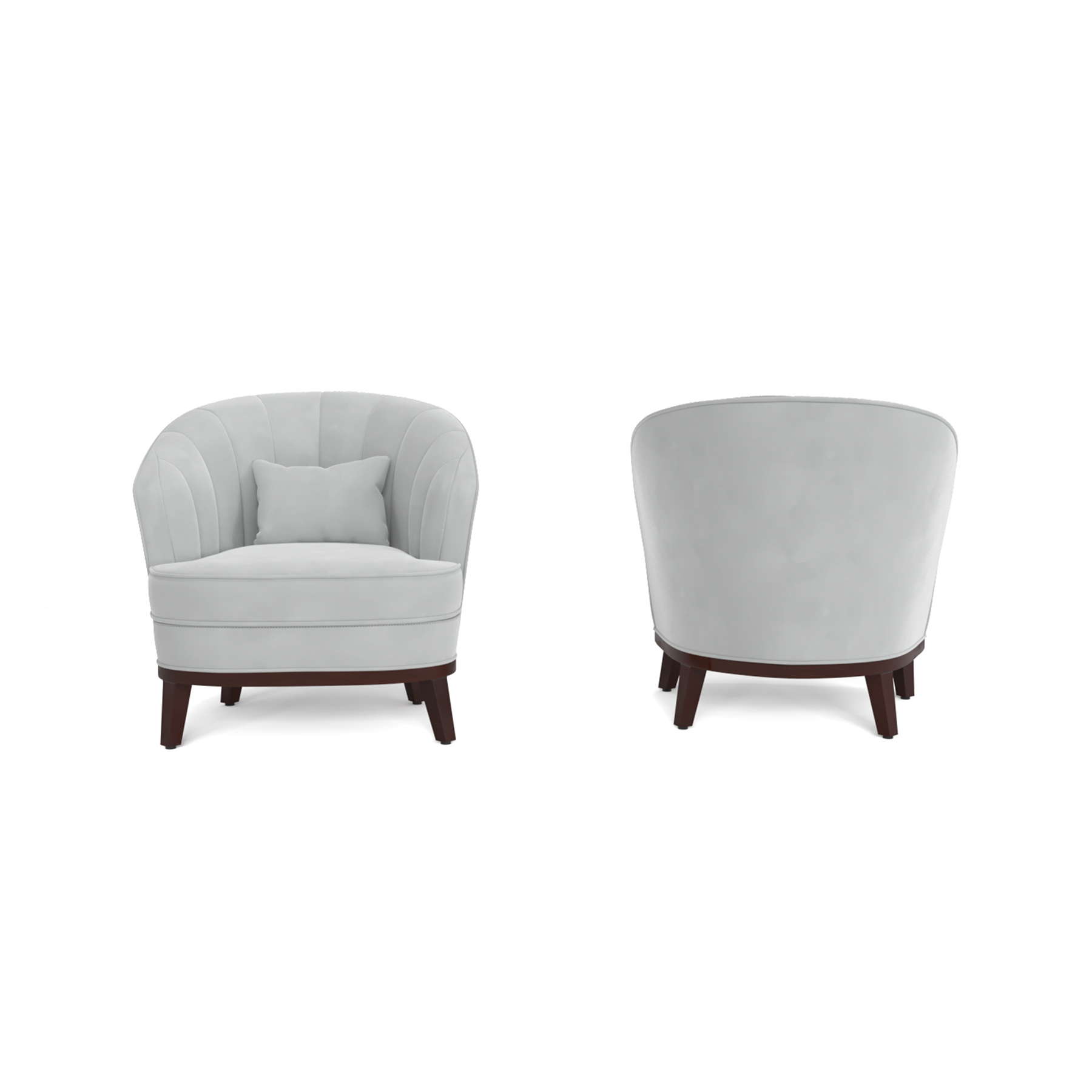 Ava Upholstered Barrel Accent Chair, Light Grey