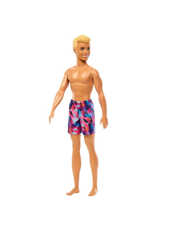 Barbie Beach Ken Doll with Blond Hair Wearing Purple Swimsuit