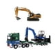 thumbnail image 1 of 3 Piezas Juguete de Vehículos de Ingeniería de Simución Modelo de Camión de Rmolque y Excavadora Fubdido a Presión Navidad Macarena Remolque de plataforma plana de simulación, 1 of 8