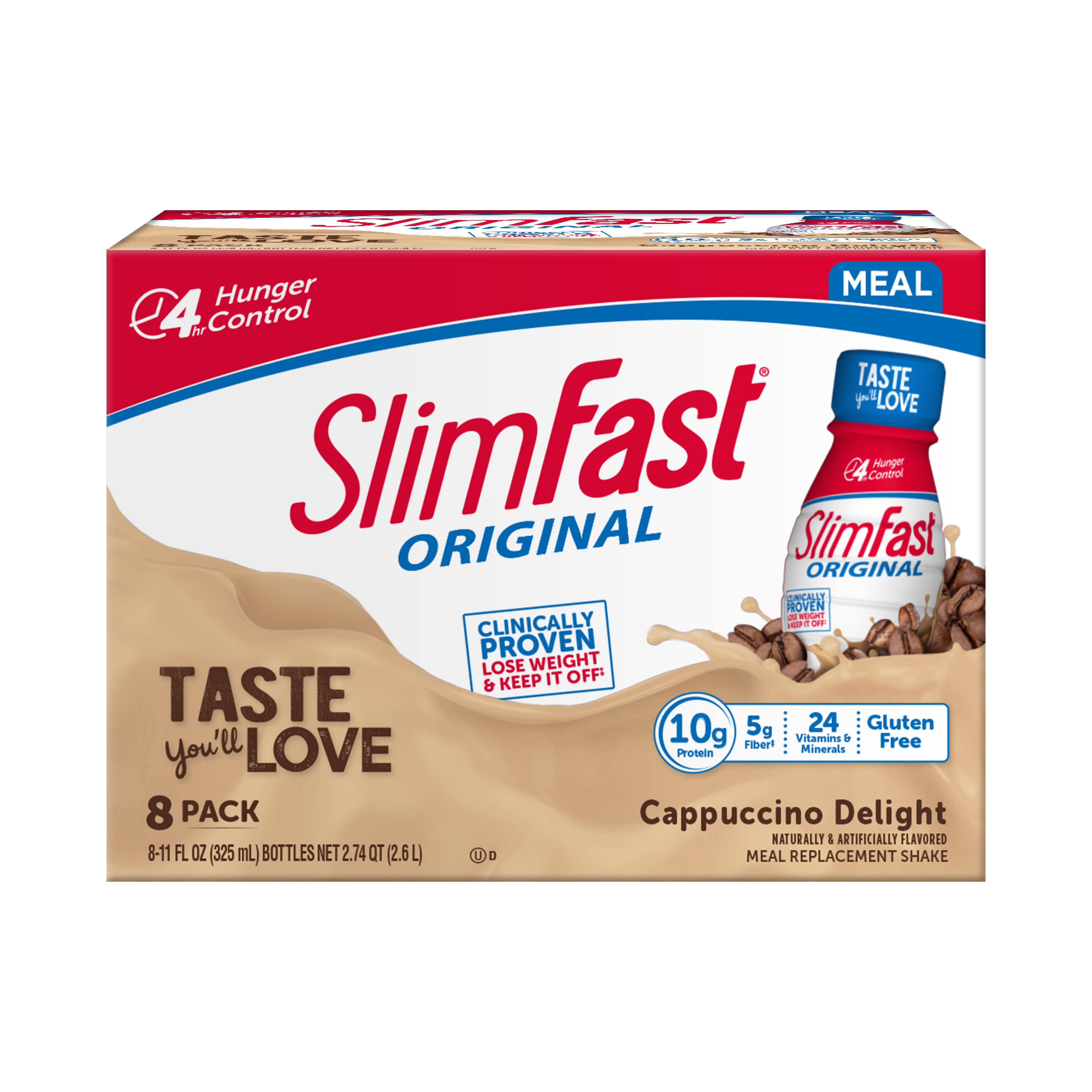 SlimFast Original Meal Replacement Shakes, Cappuccino Delight, 11 Fl Oz