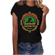 thumbnail image 1 of Tops de Manga Corta para las Mujeres de Ajuste Suelto, Día de la Independencia Negro Impreso, Cuello Redondo Suelto Superior, 1 of 4