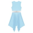 thumbnail image 5 of TiaoBug Womens Metallic Sleeveless Praise Dance Dress V Neck Asymmetrical Hem Worship Dance Costume Light Blue S, 5 of 6