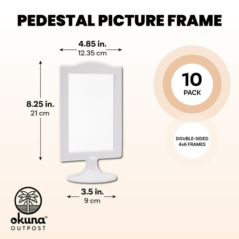 Double Sided Pedestal Picture Frames for 4x6 Inch Photos (White, 10 Pack)