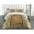 thumbnail image 3 of Ambesonne Rustic Quilted Bedspread Set 3 Pcs, Wine Cellar Architecture, Queen Size, Sand Brown Pale Brown, 3 of 5