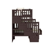 Bedz King Stairway Bunk Beds Twin over Full with 4 Drawers in the Steps and 2 Under Bed Drawers, Dark Cherry
