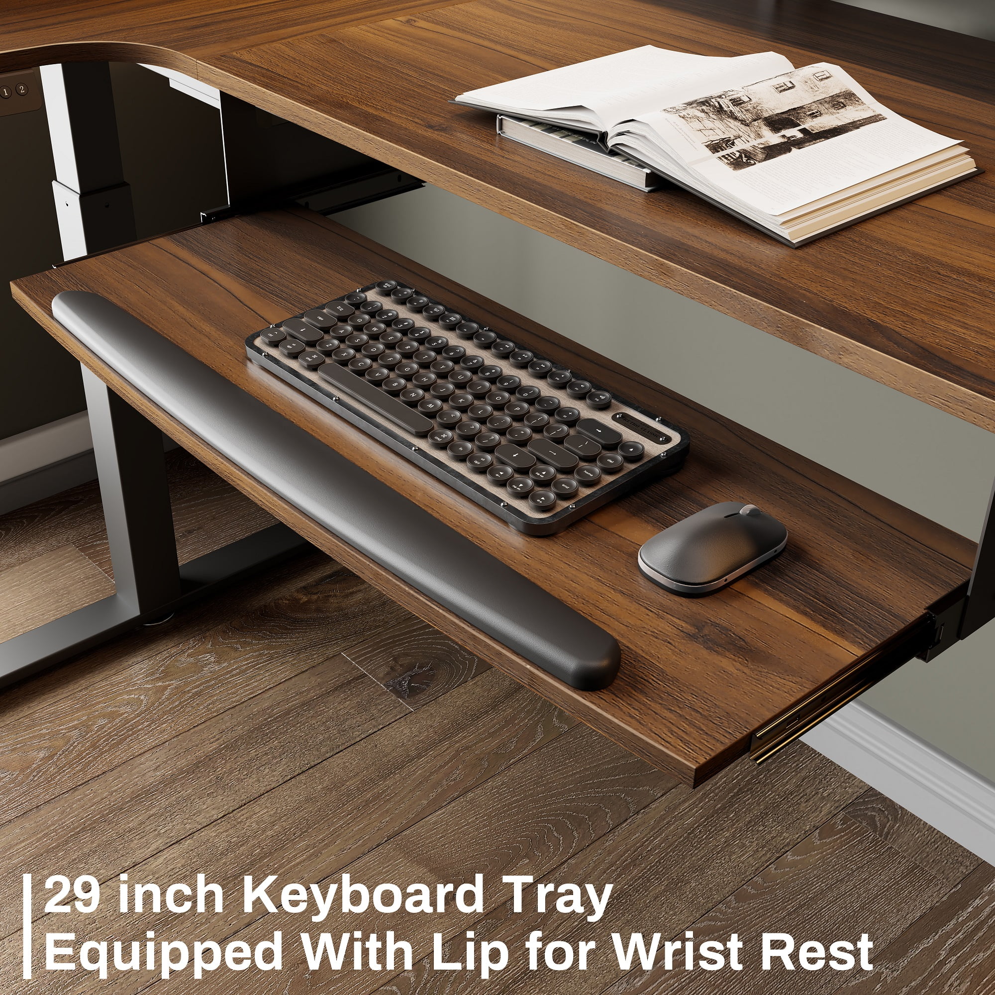 Eureka Ergonomic 61 L-Shaped Electirc Standing Desk with Keyboard