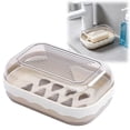 thumbnail image 2 of Leakproof Soap Dish with Lid & Draining Layer, Shatterproof Travel Bar Soap Holder Case Container, Portable Travel Size Toiletries Essentials for Camping, Gym, Bathroom, Gray, 2 of 6