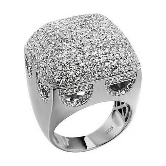 Forever Jewels 3Ct Round Cut Moissanite Men Cluster Engagement Ring 14K White Gold Plated