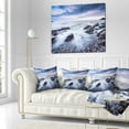 thumbnail image 2 of Designart Waves Crashing At Beach - Seascape Throw Pillow - 18x18, 2 of 4