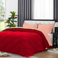 thumbnail image 3 of D.N.G. BEDDINGS 3 Piece Luxury Reversible Diamond Pattern Comforter Set Premium Super Soft, All Season 800 TC, 100% Egyptian Cotton Full/Queen Size Peach/Red Solid Color, 3 of 7