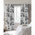 thumbnail image 3 of Fsddascl Black Gray Botanical Blackout Curtains for Bedroom/Living Room, Thermal Insulated Kitchen Curtains, Vintage Nature Flower Grommet Darkening Window Treatment Drapes 52"x90"x2, 3 of 8