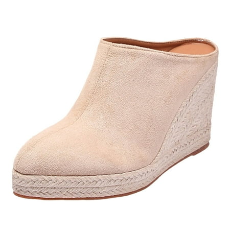 Iheeled ShoesFaux Suede Ladies Wedge Heel Women Casual Shoes Pointed Toe Platform Slip On Lady Shoes Outdoor Stock