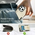 thumbnail image 4 of For IPhone 14 Pro Phone Case Wallet With Elastic Concealed Buckle Flip Card Holder,PU Leather Metal Ring Buckle Holder Kickstand  Women Men Magnetic Cover,White,For iPhone 14 Pro, 4 of 8