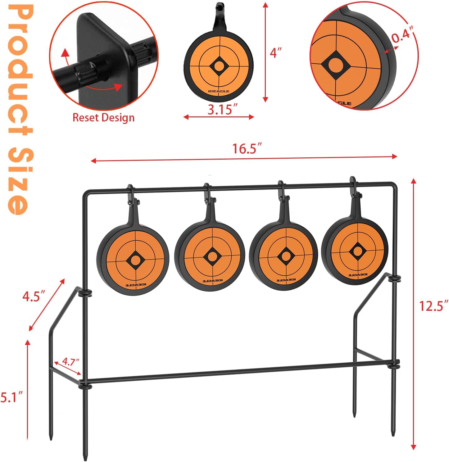 BB Gun Targets Heavy Metal Spinning Pellet Shooting Target for .177 .20 Caliber