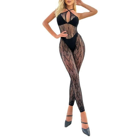 Yuhangmm European And Sexy Sleeveless Strap Underwear Women s No Take Off Tight Open Cut Transparent Mesh Cloth Bath Milk for Women Outfits