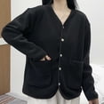 thumbnail image 5 of HAiming Women Plush Coats Fleece Long Sleeve V Neck Casual Solid Color Jackets Fall Winter Trendy Outwear Clothes, 5 of 6