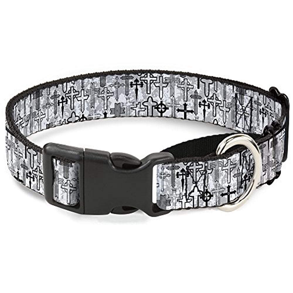 buckle-down crosses assorted distressed white black martingale dog collar
