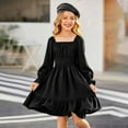 thumbnail image 2 of REDARER Girls Square Neck Flutter Sleeve Dress, Ruffle Hem A Line Gown for Kids Elegant Party Wear and Occasions,9-10 Years, 2 of 4