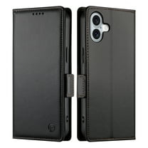 Dteck Wallet Case for iPhone 16 Plus 6.7" 2024, Premium PU Leather Folio Magnetic Closure Card Holder Kickstand Full Protection Phone Case Compatible with iPhone 16 Plus,Black