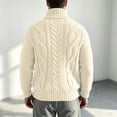 thumbnail image 4 of EANJE Men's Cable Knit Zip Up Cardigan Sweater Stand Collar Full Zip Knitted Jacket Casual Solid Color Long Sleeve Outerwear Beige M, 4 of 5