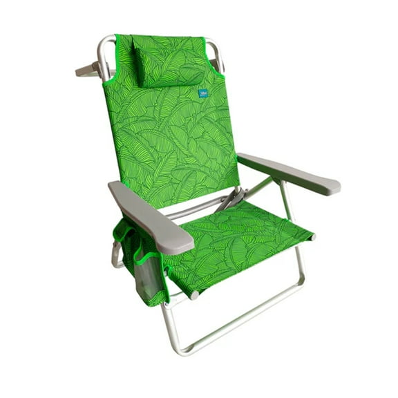 Open Box Bliss Hammocks Folding Beach Chair Recliner w/Towel Rack Banana Leaves