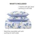 thumbnail image 4 of Martha Stewart Everyday Ultra Soft Brushed 100% Premium Microfiber 3 Piece King Quilt Set, 1 Quilt 90" x 90" with 2 Pillow Shams, Lightweight & Durable Bedding, Coverlet For All Season Oak Hydrangea, 4 of 7
