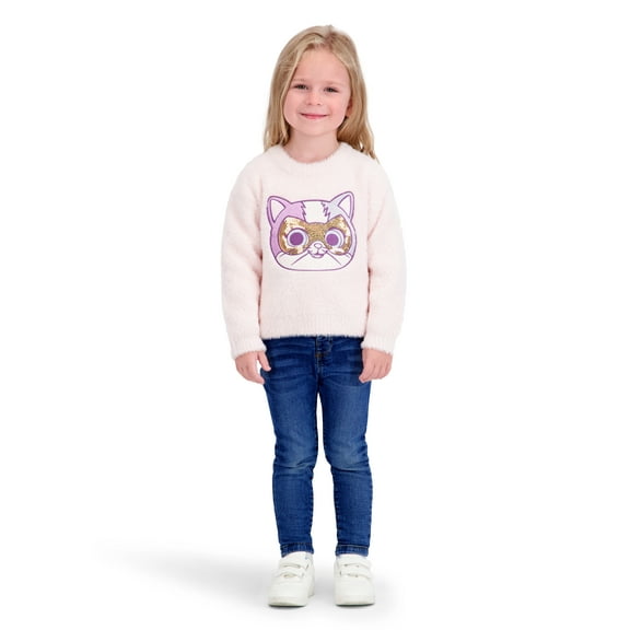 Super Kitties Toddler Girls Lurex Mohair Sweater, Sizes 12 Months - 5T